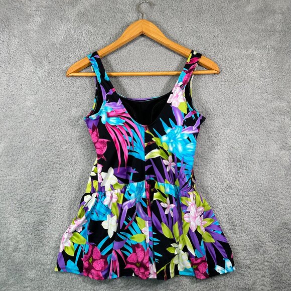 Swimsuits For All S4A Plus Size Swim Dress One Piece Swimsuit Floral Size 14 - Picture 2 of 8